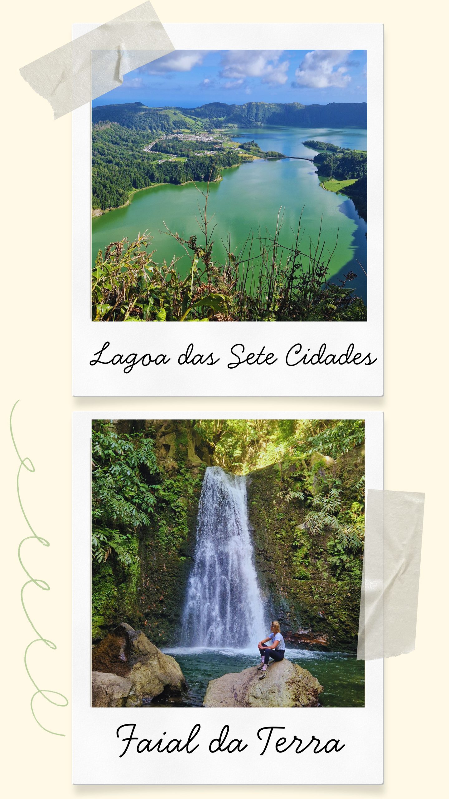 Scenes from two hikes in the Azores: crater lakes at Lagoa das Sete Cidades and forested trail near Faial da Terra