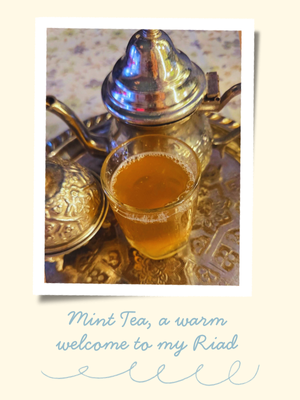 Mint tea and traditional Moroccan biscuits served at a riad.